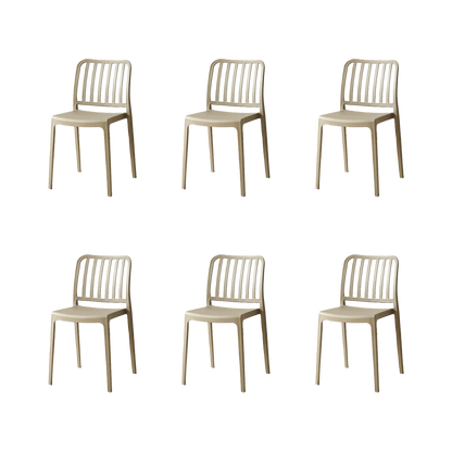 Set de 6 Sillas Brooklyn, Taupe, con Espaldar en Rayas y Diseño Minimalista