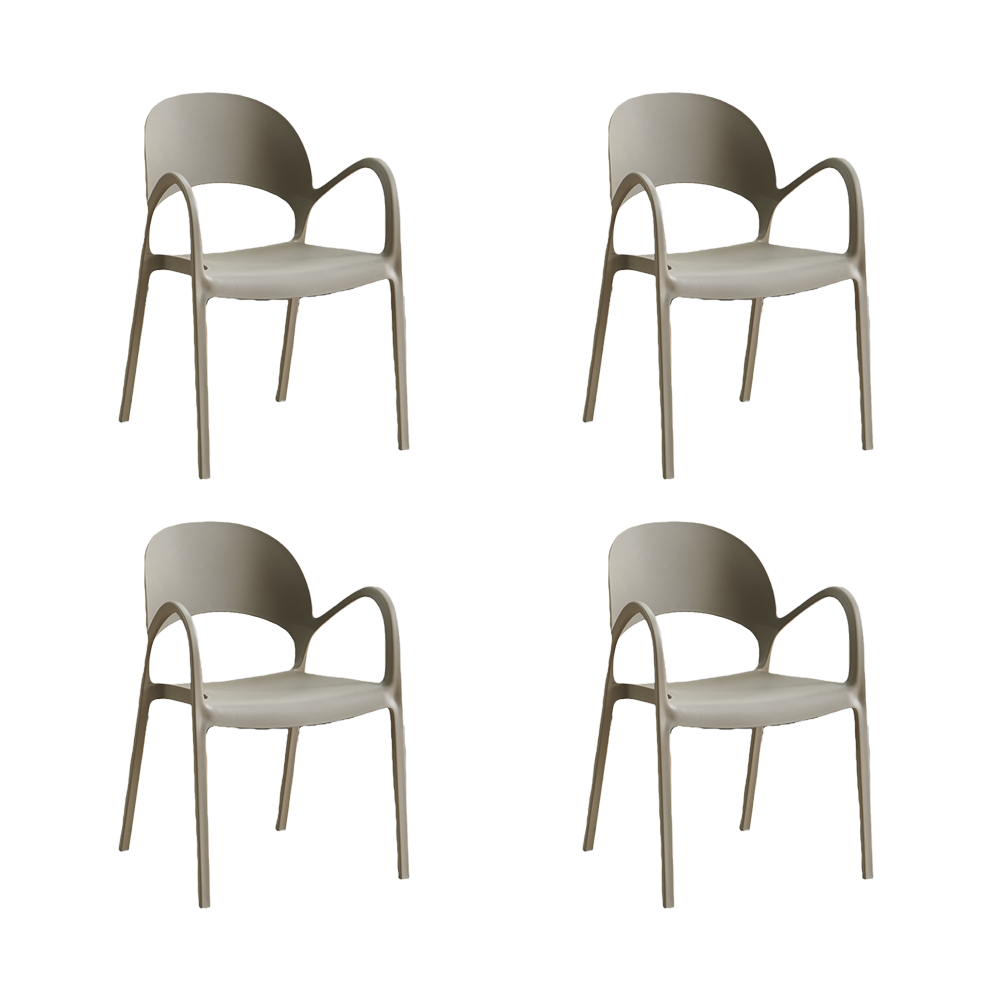 Set de 4 Sillas Bremen, Taupe, con Espaldar, Reposa Brazos y Diseño Minimalista