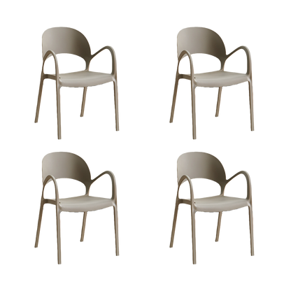 Set de 4 Sillas Bremen, Taupe, con Espaldar, Reposa Brazos y Diseño Minimalista