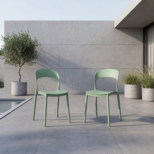 Set de 2 Sillas Sevilla, Color Verde, con Espaldar Liso y Diseño Minimalista