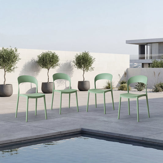 Set de 4 Sillas Sevilla, Color Verde, con Espaldar Liso y Diseño Minimalista