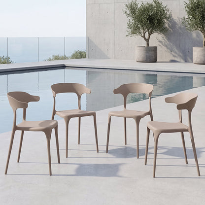 Set de 4 Sillas Elena, Color Taupe, Diseño Moderno