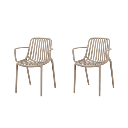 Set de 2 Sillas Parma, Taupe, con Espaldar en Rayas y Diseño Minimalista