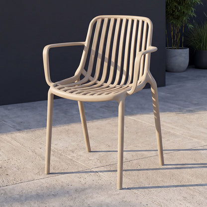 Set de 2 Sillas Parma, Taupe, con Espaldar en Rayas y Diseño Minimalista