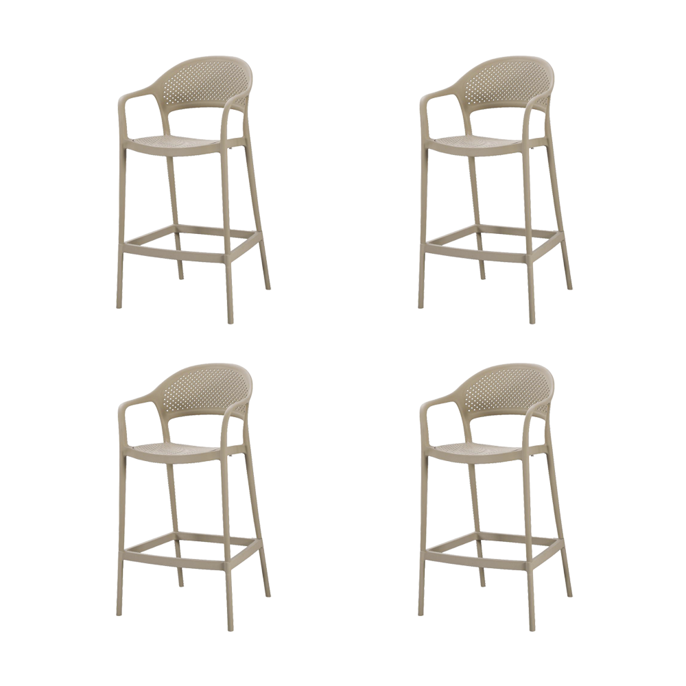 Set de 4 Sillas para Bar Curitiva, Taupe, con Reposa Pies Doble Proposito