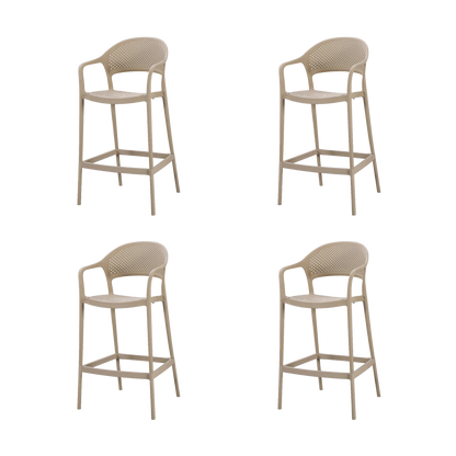 Set de 4 Sillas para Bar Curitiva, Taupe, con Reposa Pies Doble Proposito