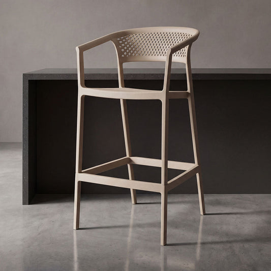 Silla para Bar Salvador, Taupe, con Reposa Pies Doble Proposito