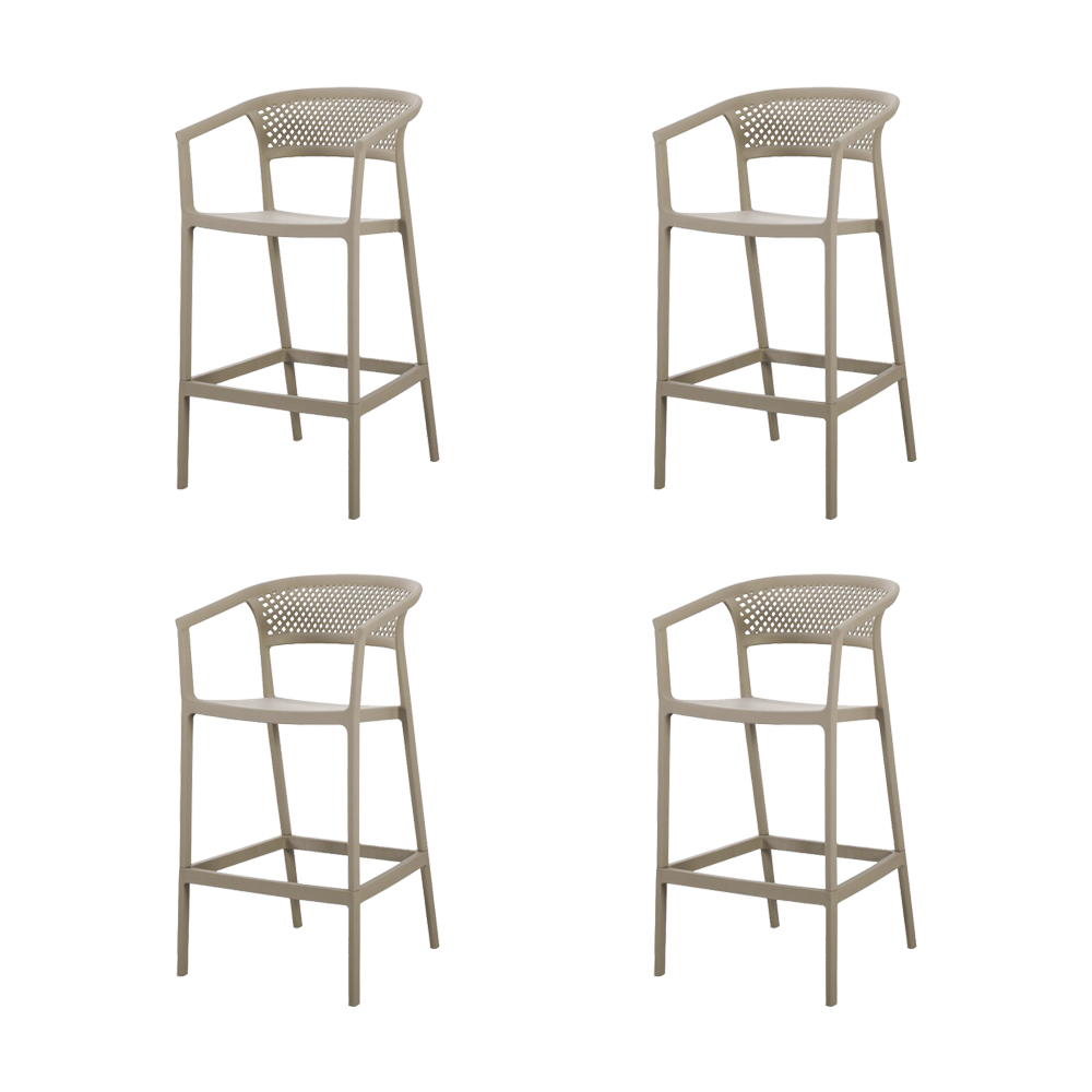 Set de 4 Sillas para Bar Salvador, Taupe, con Reposa Pies Doble Proposito