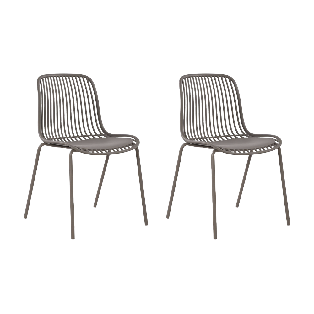 Set de 2 Sillas Barcelona, Color Taupe, con Espaldar en Líneas Diseño Moderno