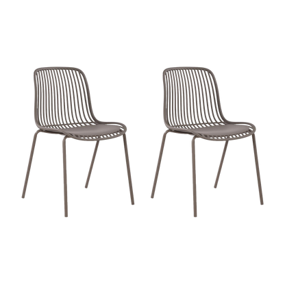 Set de 2 Sillas Barcelona, Color Taupe, con Espaldar en Líneas Diseño Moderno