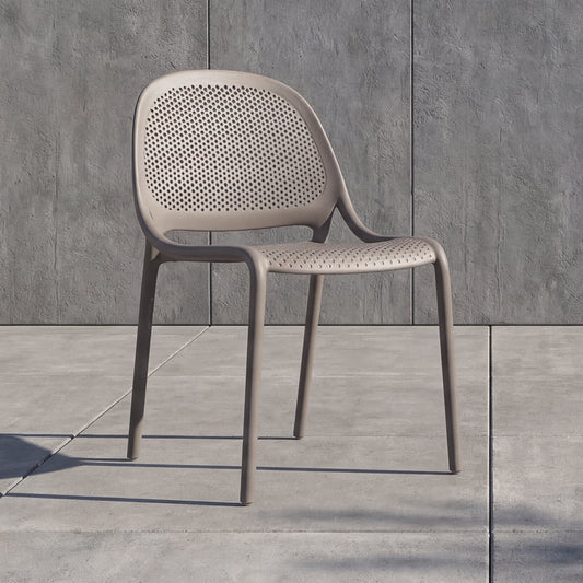 Silla Tolondo, Color Taupe, con Espaldar Redondo Transpirable y Diseño Minimalista