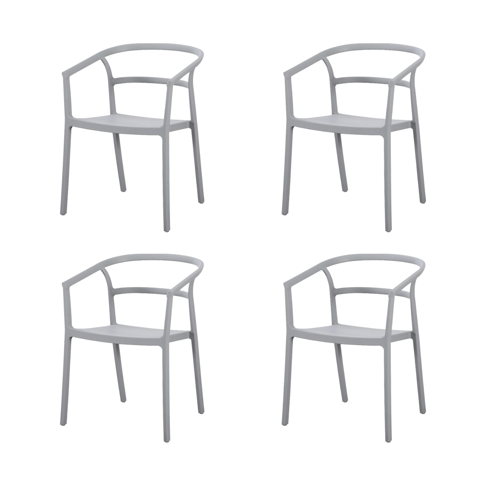 Set de 4 Sillas Porto, Gris, con Espaldar Minimalista y Diseño Moderno