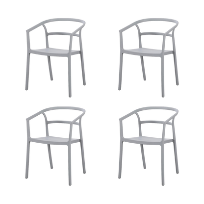 Set de 4 Sillas Porto, Gris, con Espaldar Minimalista y Diseño Moderno