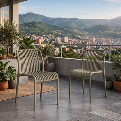 Set de 2 Sillas Terra, Color Taupe, con Espaldar