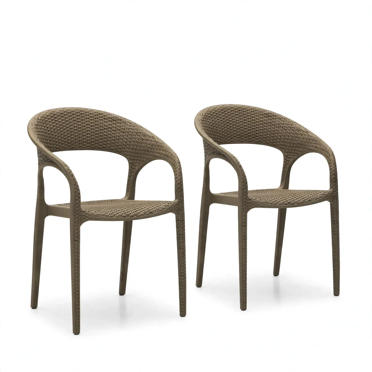 Set de 2 Sillas Axel, Taupe, con Espaldar, Reposa Brazos y con Textura Trenzada