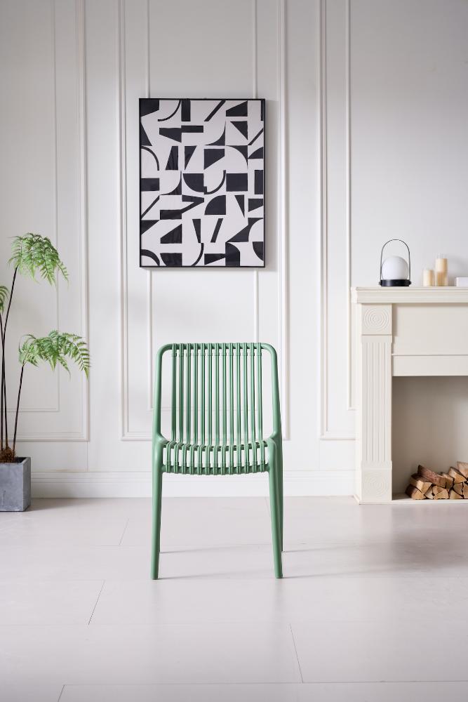 Silla Terra, Color Verde Olivo, con Espaldar, vista lateral