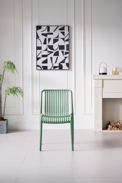 Silla Terra, Color Verde Olivo, con Espaldar, vista lateral