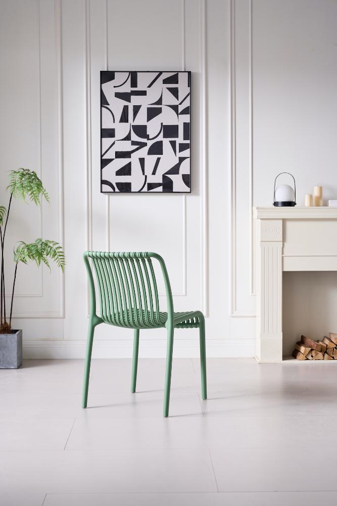 Silla Terra, Color Verde Olivo, con Espaldar, vista posterior