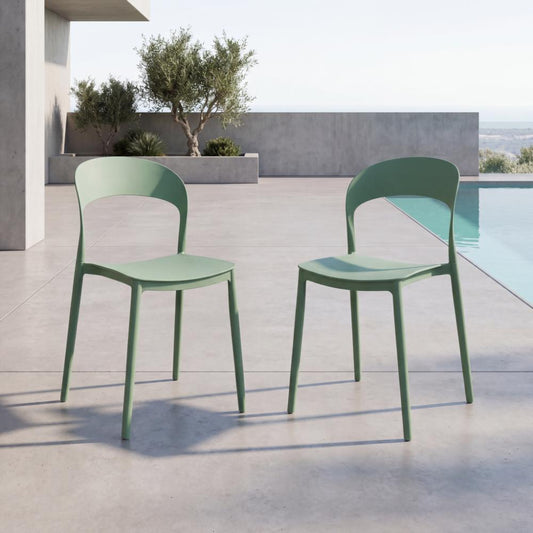 Set de 2 Sillas Patrick, Color Verde Oliva, con Espaldar y Diseño Moderno