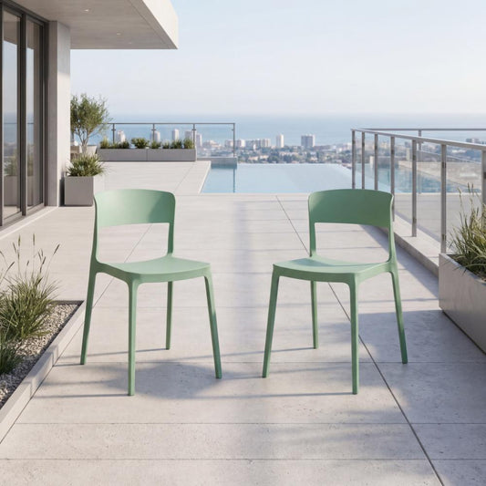 Set de 2 Sillas Mónaco, Color Verde Oliva, con Espaldar y Diseño Moderno