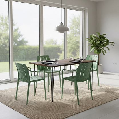 Juego de Comedor Naviz · 4 Sillas · Verde Olivo
