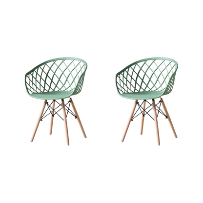 Juego de Comedor Orbez · Mesa Redonda + 2 Sillas · Verde Olivo