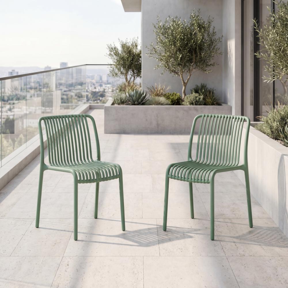 Set de 2 Sillas Terra, Color Verde Olivo, con Espaldar