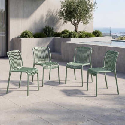 Set de 4 Sillas Terra, Color Verde Olivo, con Espaldar
