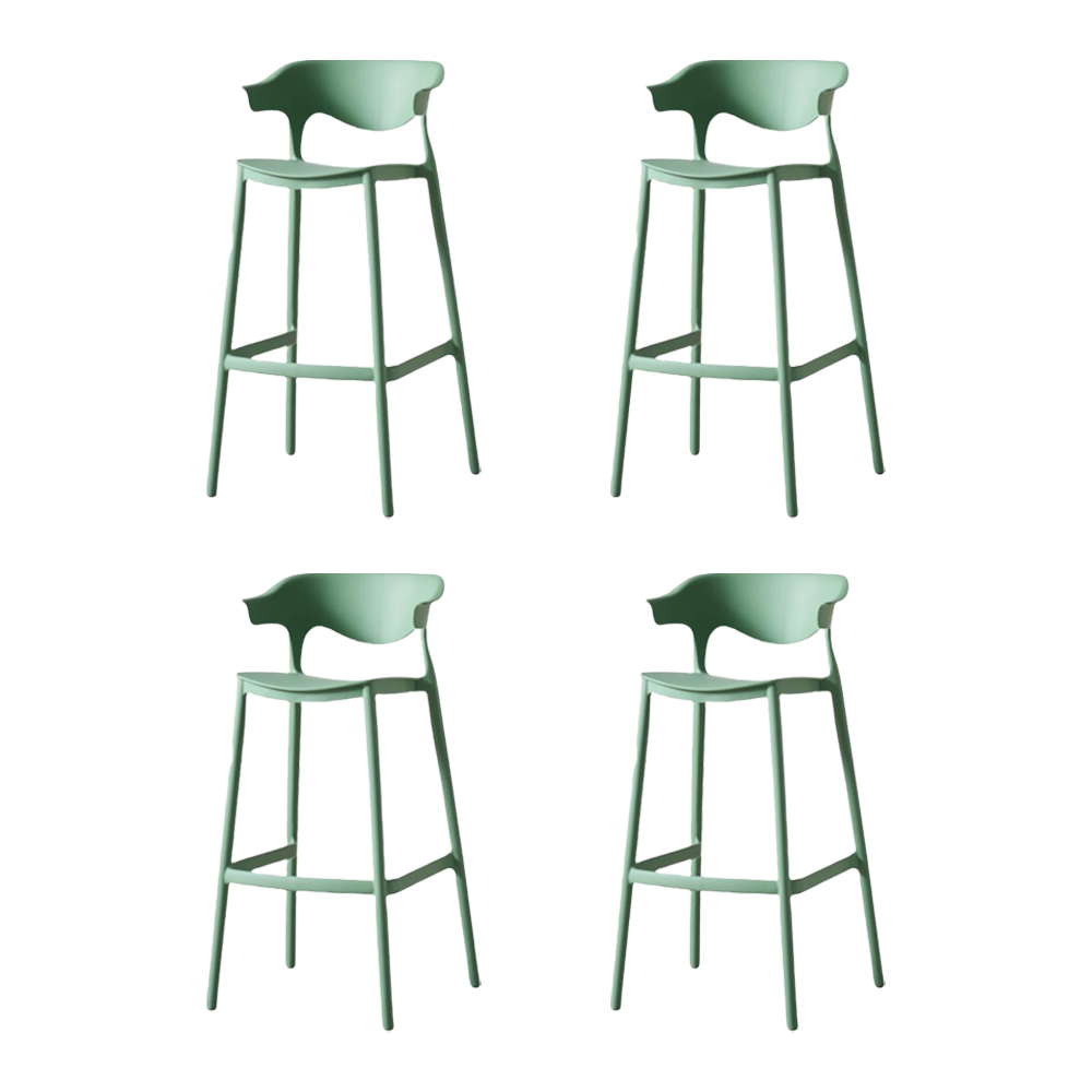 Set de 4 Sillas para Bar Elena, Color Verde Oliva, Diseño Moderno