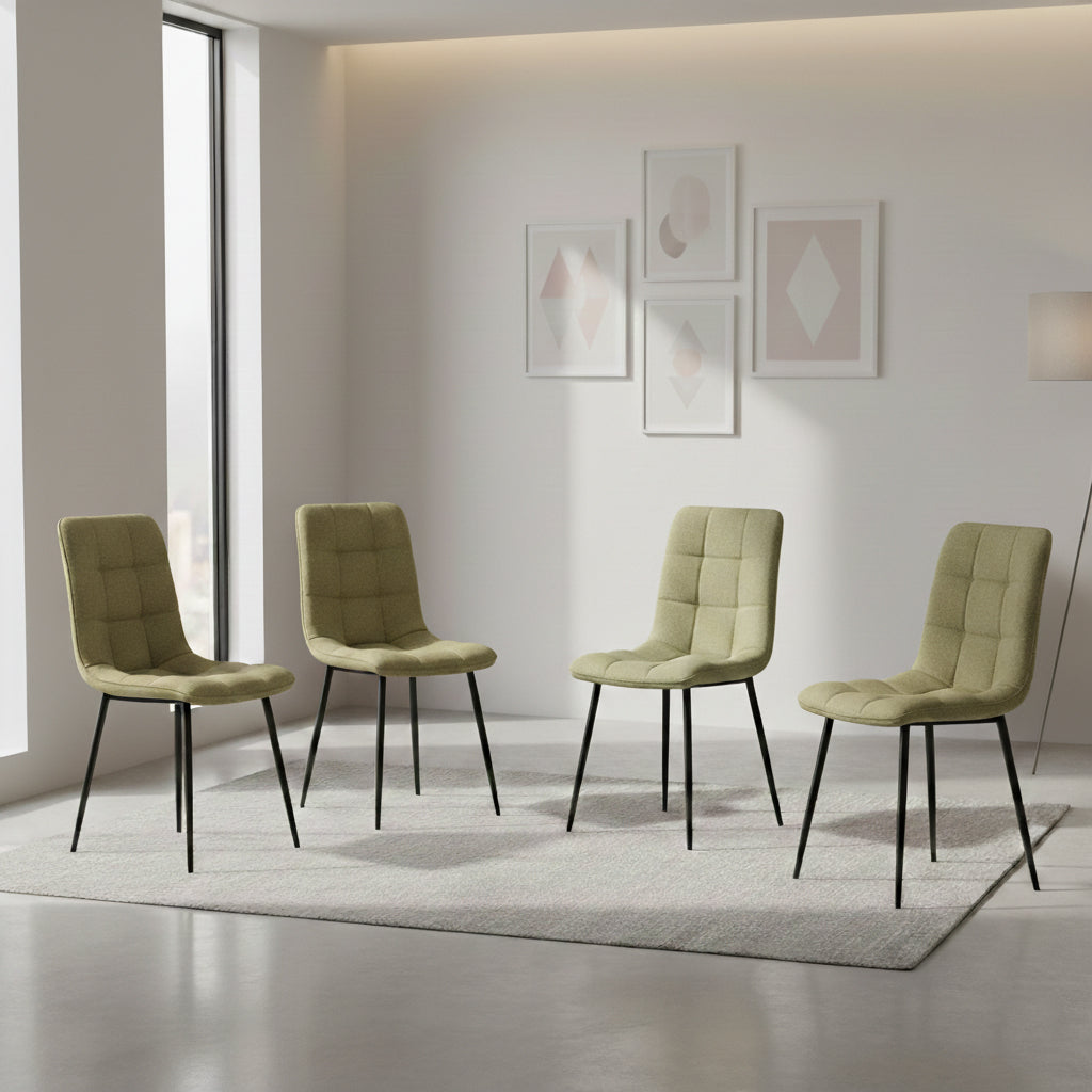 Set de 4 Sillas Flex, Color Verde Oliva Claro, con Espaldar y Diseño Moderno