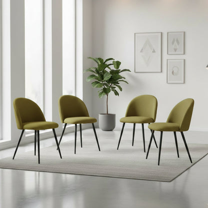 Set de 4 Sillas Core, Color Verde, con Espaldar y Diseño Moderno
