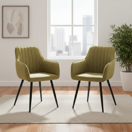 Set de 2 Sillas Neo, Color Verde, con Espaldar y Diseño Moderno