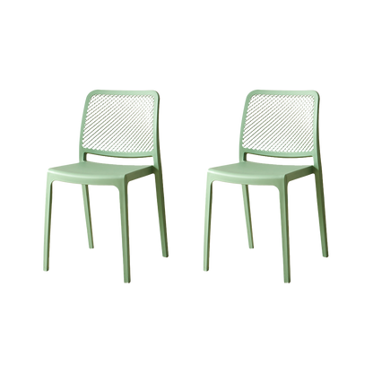 Set de 2 Sillas Manhattan, Verde, con Espaldar en Rejilla y Diseño Minimalista
