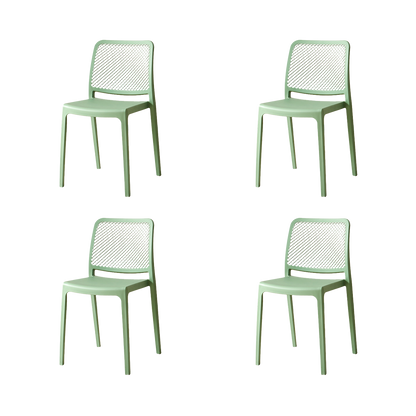 Set de 4 Sillas Manhattan, Verde, con Espaldar en Rejilla y Diseño Minimalista