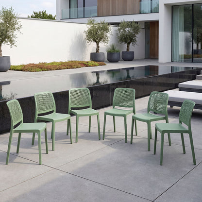 Set de 6 Sillas Manhattan, Verde, con Espaldar en Rejilla y Diseño Minimalista
