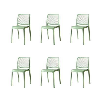 Set de 6 Sillas Manhattan, Verde, con Espaldar en Rejilla y Diseño Minimalista