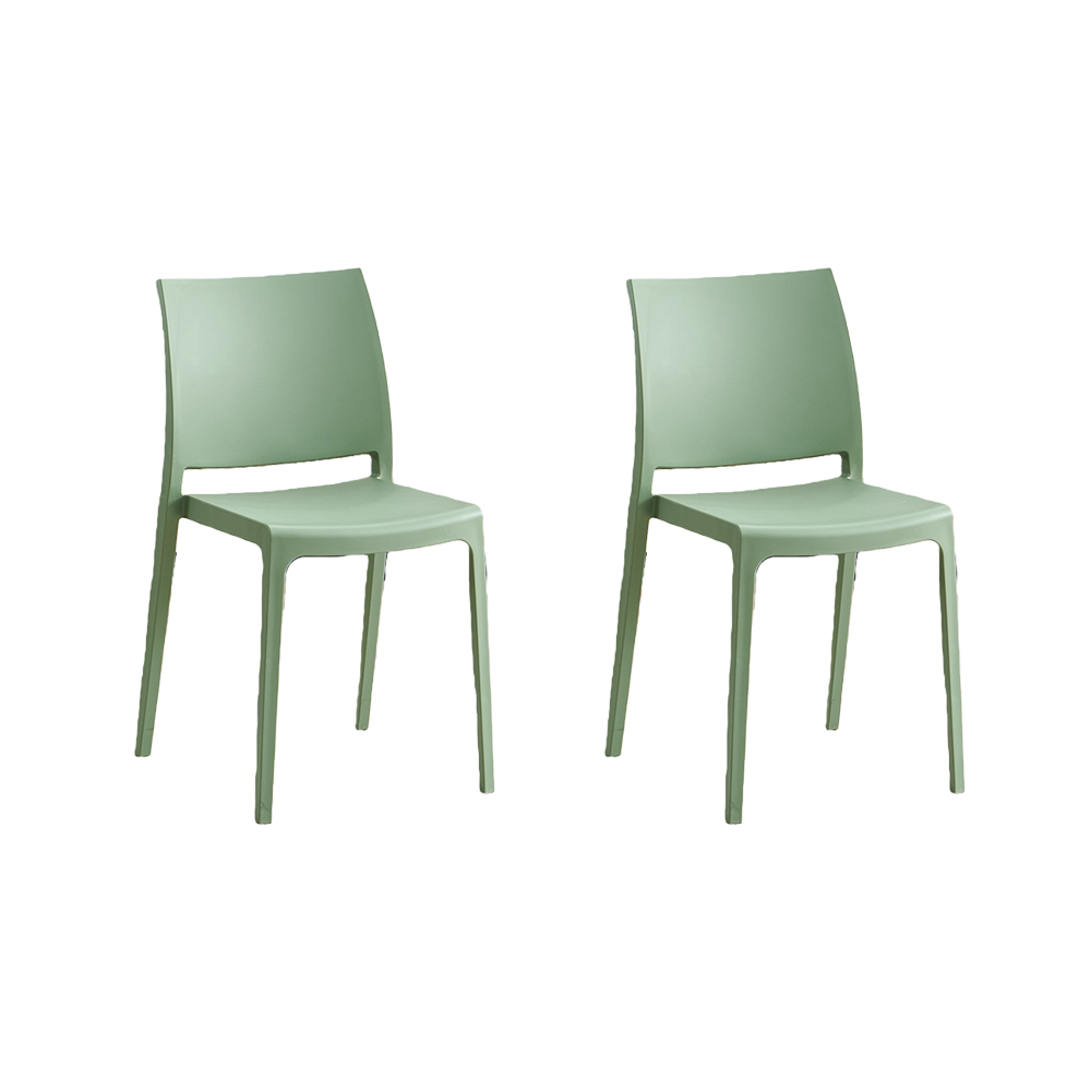 Set de 2 Sillas Soho, Verde, con Espaldar Cerrado y Diseño Minimalista
