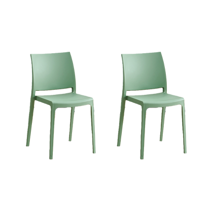 Set de 2 Sillas Soho, Verde, con Espaldar Cerrado y Diseño Minimalista
