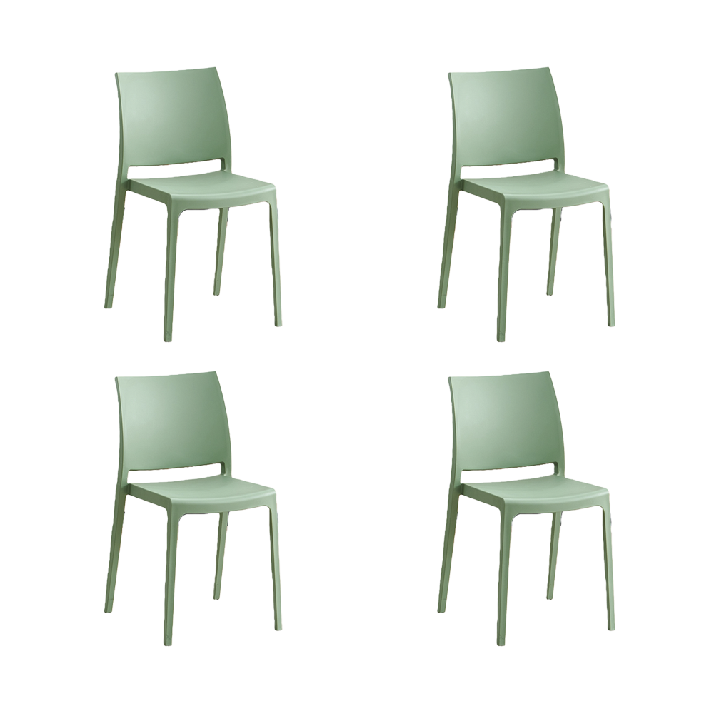 Set de 4 Sillas Soho, Verde, con Espaldar Cerrado y Diseño Minimalista