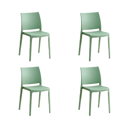 Set de 4 Sillas Soho, Verde, con Espaldar Cerrado y Diseño Minimalista