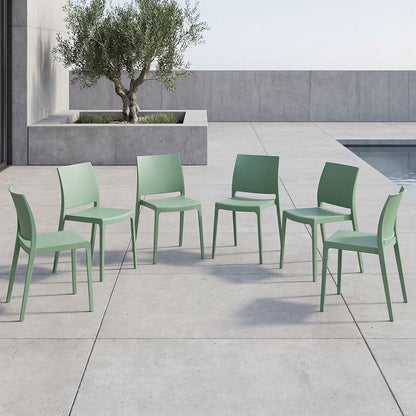 Set de 6 Sillas Soho, Verde, con Espaldar Cerrado y Diseño Minimalista