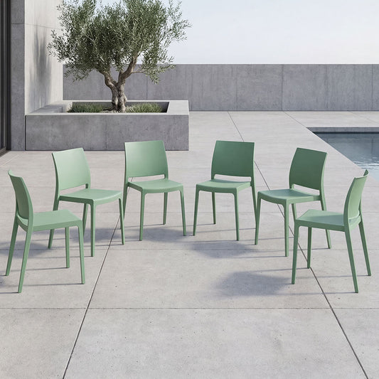 Set de 6 Sillas Soho, Verde, con Espaldar Cerrado y Diseño Minimalista