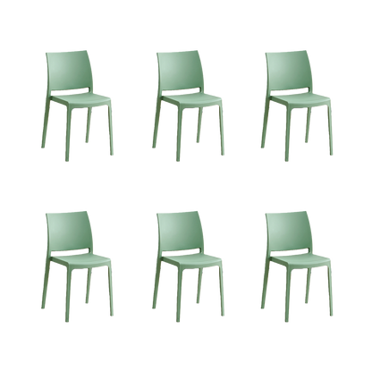 Set de 6 Sillas Soho, Verde, con Espaldar Cerrado y Diseño Minimalista