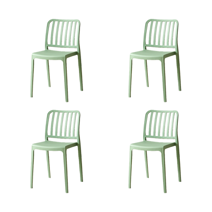 Set de 4 Sillas Brooklyn, Verde, con Espaldar en Rayas y Diseño Minimalista