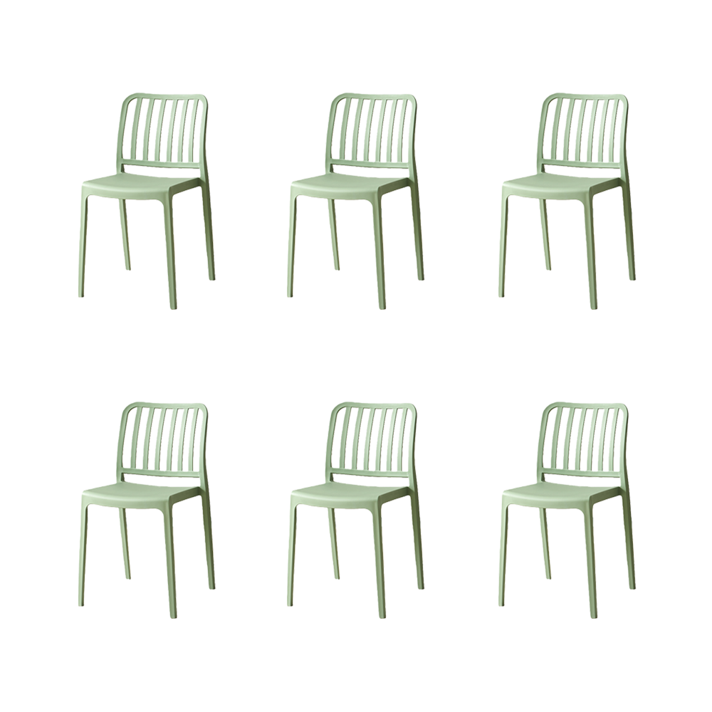 Set de 6 Sillas Brooklyn, Verde, con Espaldar en Rayas y Diseño Minimalista