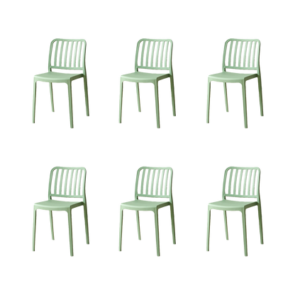 Set de 6 Sillas Brooklyn, Verde, con Espaldar en Rayas y Diseño Minimalista