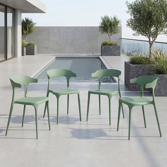 Set de 4 Sillas Elena, Color Verde, Diseño Moderno