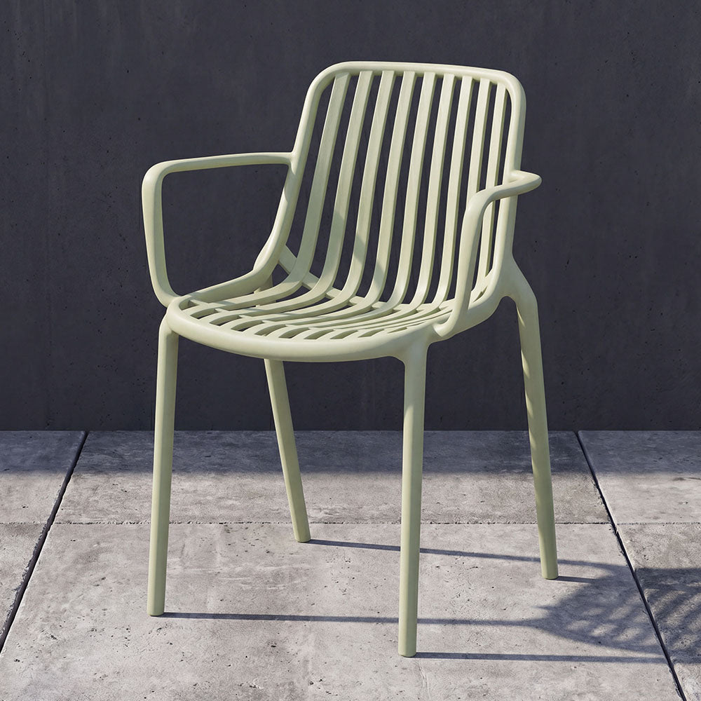 Silla Parma verde en polipropileno con espaldar en rayas, 80 x 57 x 54 cm