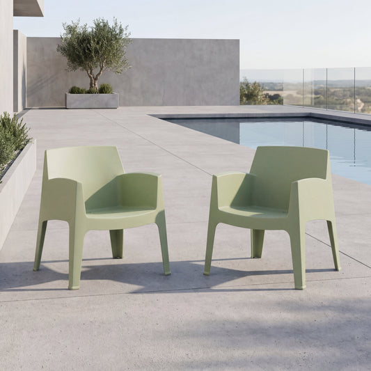 Set de 2 Sillas Lounge Coron, Verde, con Diseño Robusto y Minimalista
