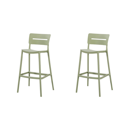 Set de 2 Sillas para Bar Manila, Verde, con Espaldar Rectangular y Diseño Moderno, vista frontal